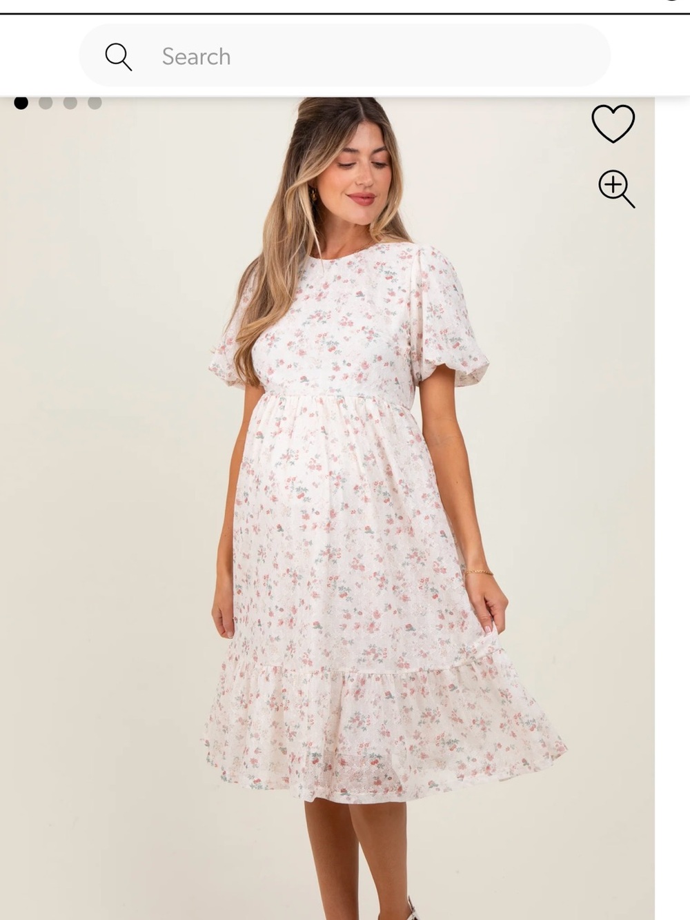 Pinkblush White Midi Dress with Pink Floral Print